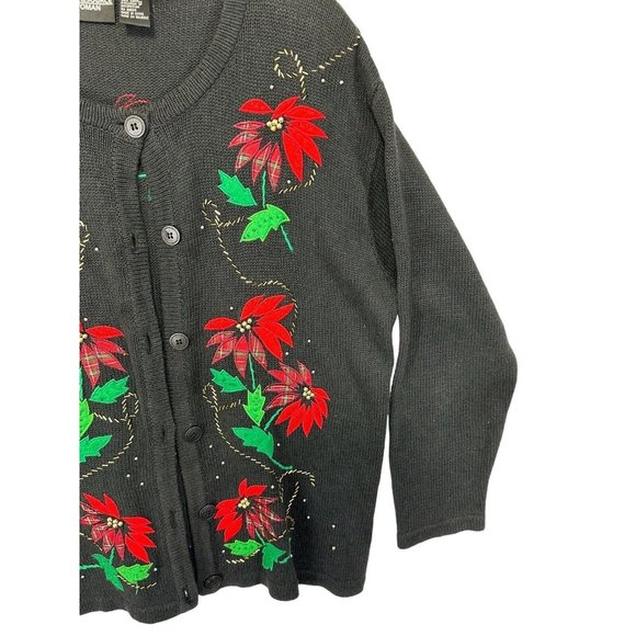 Beautiful Christmas Sweater-Festive-Bling‎ - 1X-Poinsettia- Buttons - Picture 6 of 8